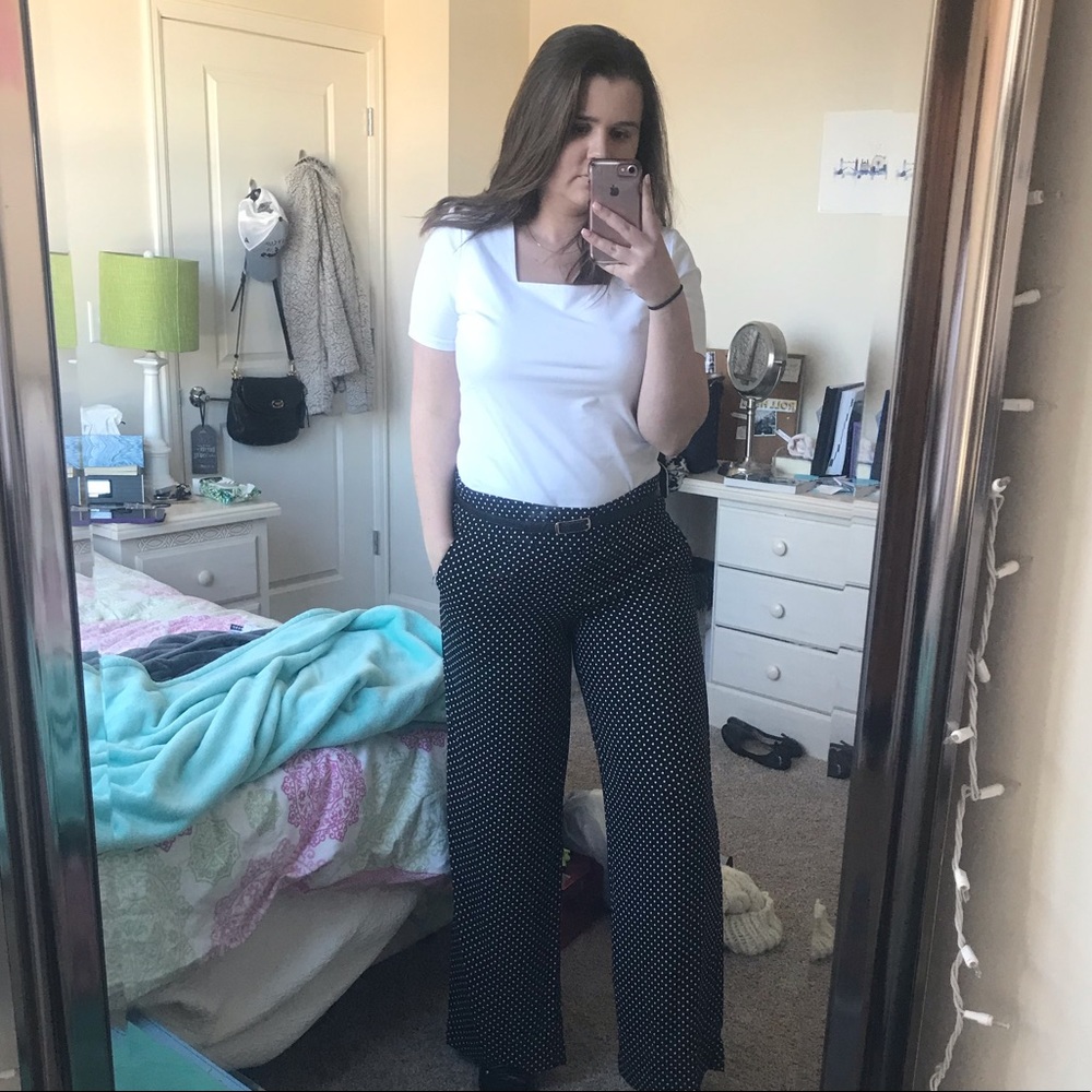 Polka dot wide leg pant